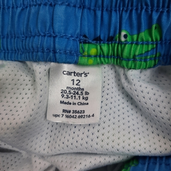 Carter's‎ Swim Trunks Blue Crocodile Print Size 12 Months Boys - Picture 5 of 5